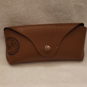 Authentic Ray-Ban Brown Pebbled Leather Sunglasses Case Only